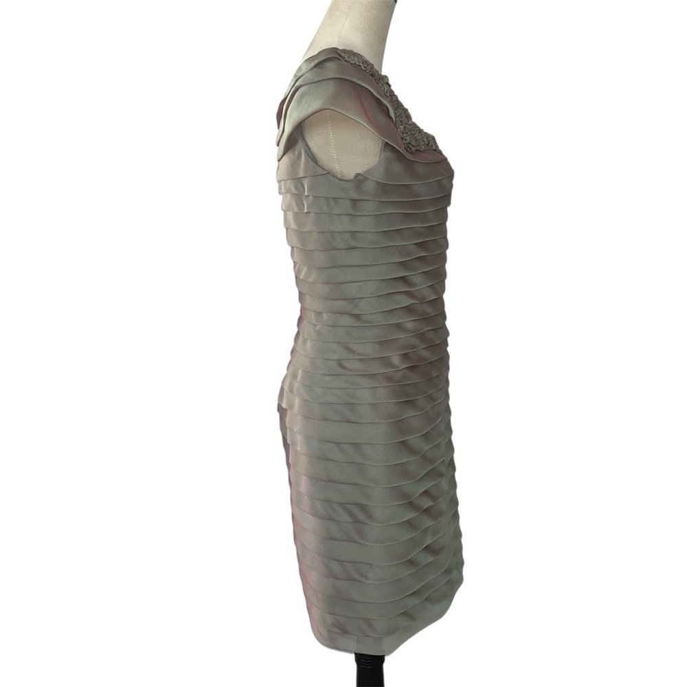 Adrianna Papell Silver Gray Ruched Beaded Sheath Cocktail Dress Size 6 - Picture 3 of 14